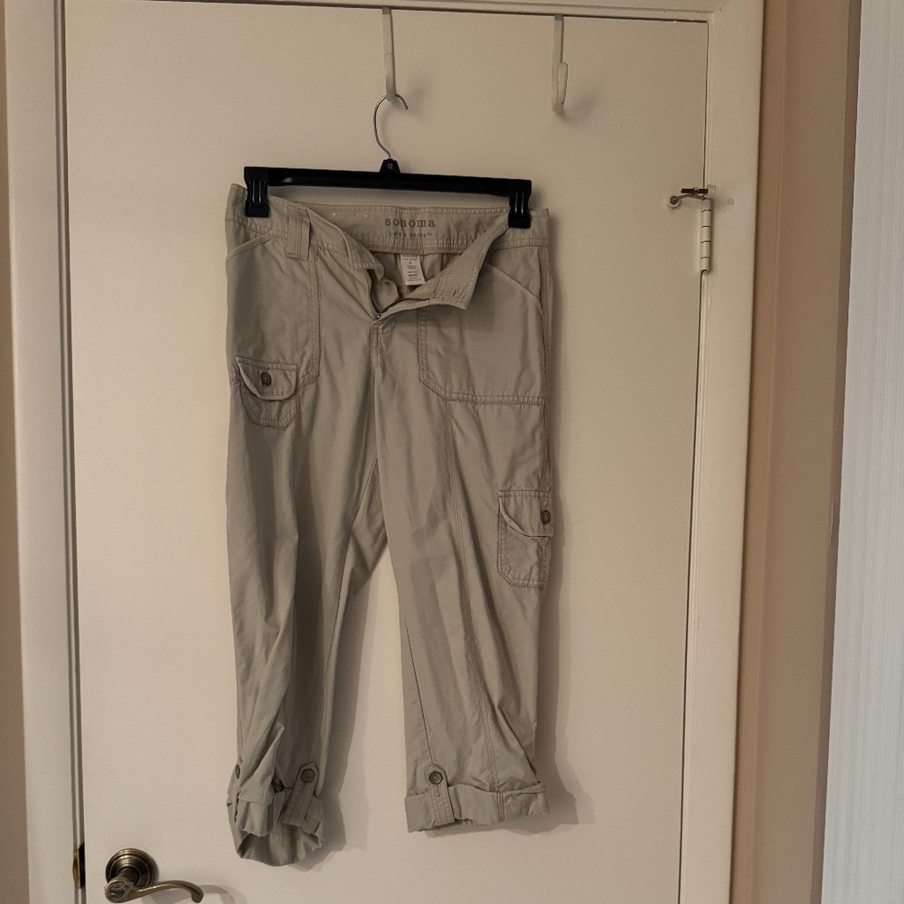 Pants Capris Sonoma Khaki Beige Size 4 FL